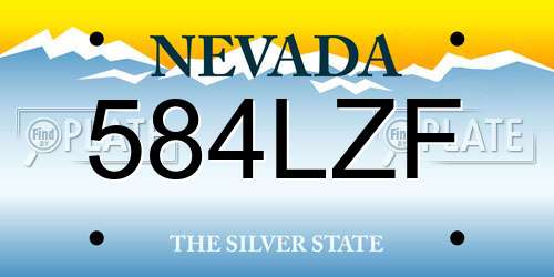584LZF Nevada License Plate