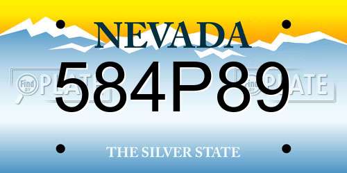 584P89 Nevada License Plate