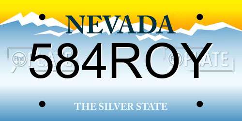 584ROY Nevada License Plate
