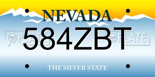 584ZBT Nevada License Plate
