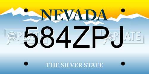 584ZPJ Nevada License Plate