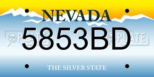 5853BD Nevada License Plate