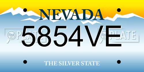 5854VE Nevada License Plate