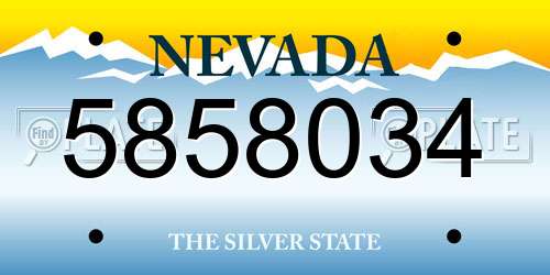 5858034 Nevada License Plate