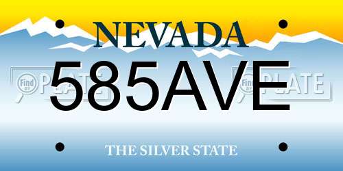 585AVE Nevada License Plate