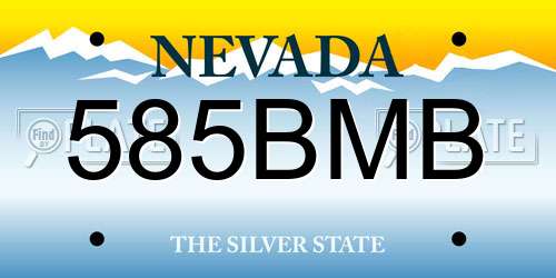 585BMB Nevada License Plate