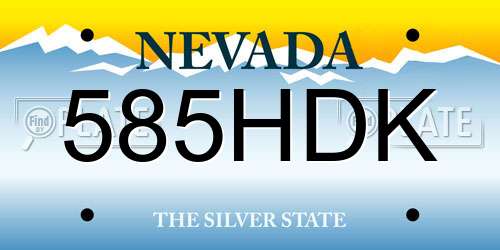 585HDK Nevada License Plate