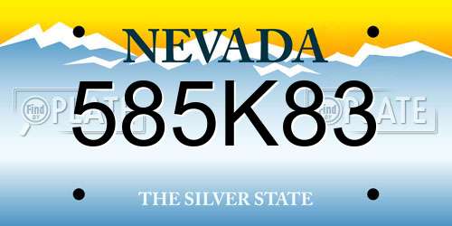585K83 Nevada License Plate