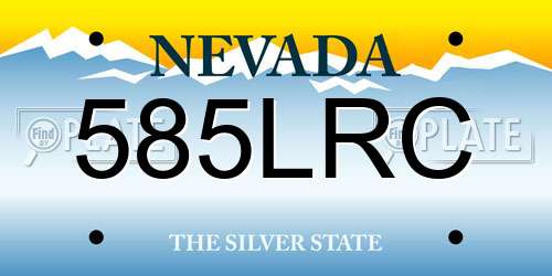 585LRC Nevada License Plate