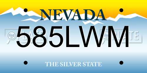 585LWM Nevada License Plate