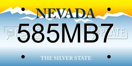 585MB7 Nevada License Plate