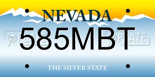 585MBT Nevada License Plate