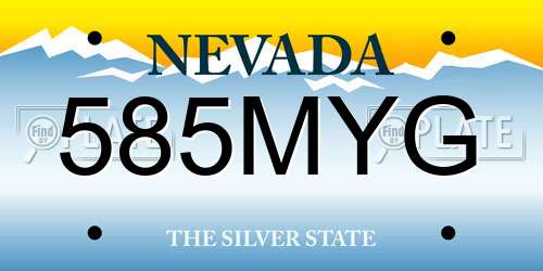 585MYG Nevada License Plate