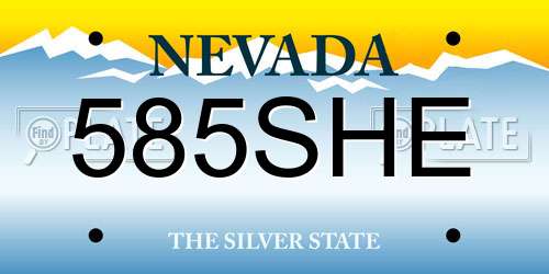 585SHE Nevada License Plate