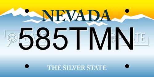 585TMN Nevada License Plate