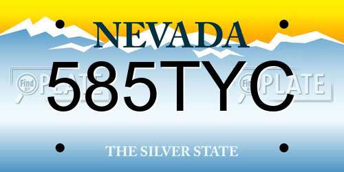 585TYC Nevada License Plate
