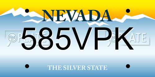 585VPK Nevada License Plate