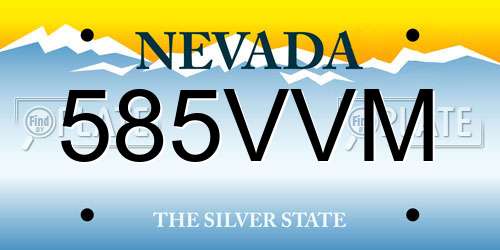 585VVM Nevada License Plate