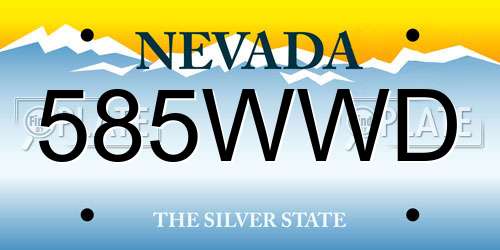 585WWD Nevada License Plate