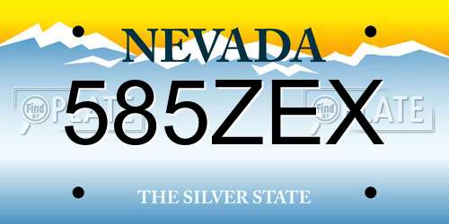 585ZEX Nevada License Plate