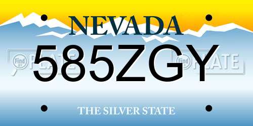 585ZGY Nevada License Plate