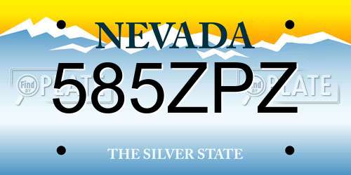 585ZPZ Nevada License Plate
