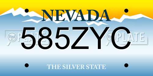 585ZYC Nevada License Plate