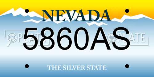 5860AS Nevada License Plate