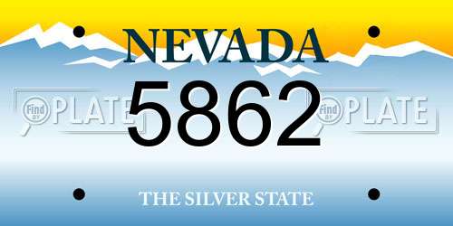 5862 Nevada License Plate