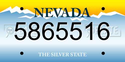 5865516 Nevada License Plate
