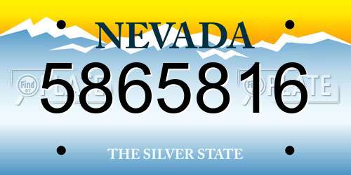 5865816 Nevada License Plate