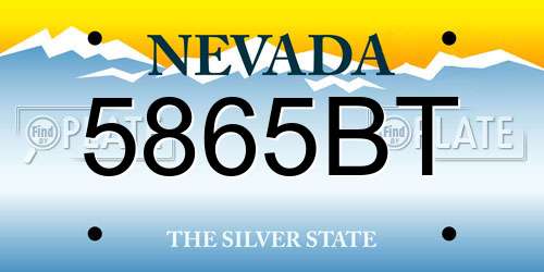 5865BT Nevada License Plate