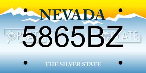 5865BZ Nevada License Plate