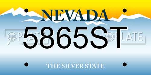 5865ST Nevada License Plate