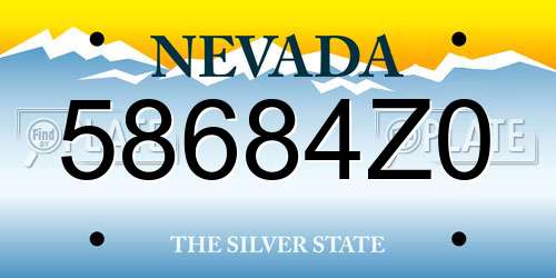58684Z0 Nevada License Plate