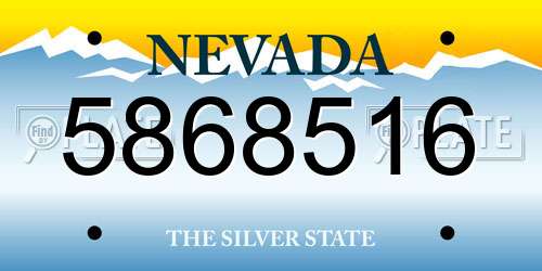 5868516 Nevada License Plate