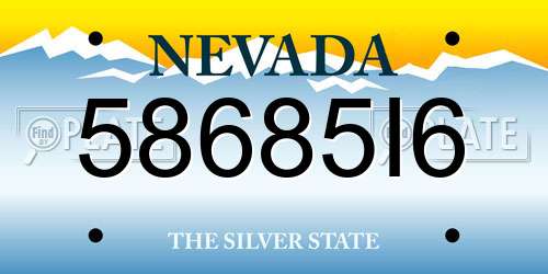 58685I6 Nevada License Plate