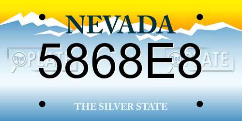 5868E8 Nevada License Plate