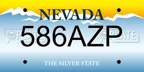 586AZP Nevada License Plate