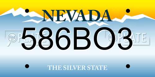 586BO3 Nevada License Plate