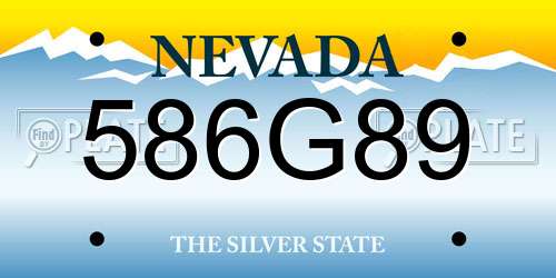 586G89 Nevada License Plate
