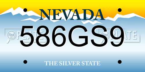 586GS9 Nevada License Plate