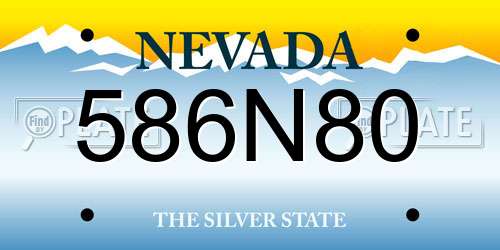 586N80 Nevada License Plate