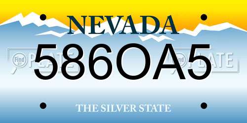 586OA5 Nevada License Plate