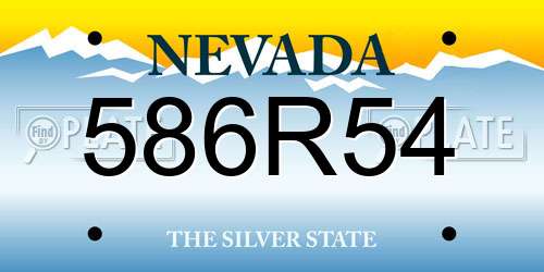 586R54 Nevada License Plate