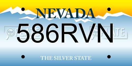586RVN Nevada License Plate