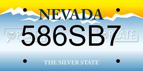 586SB7 Nevada License Plate