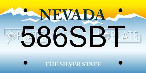 586SBT Nevada License Plate