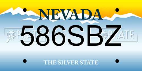 586SBZ Nevada License Plate