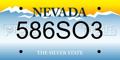 586SO3 Nevada License Plate